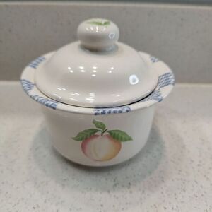 VINTAGE Pfaltzgraff Hopscotch‎ Fruit Pattern Sugar Bowl With Lid